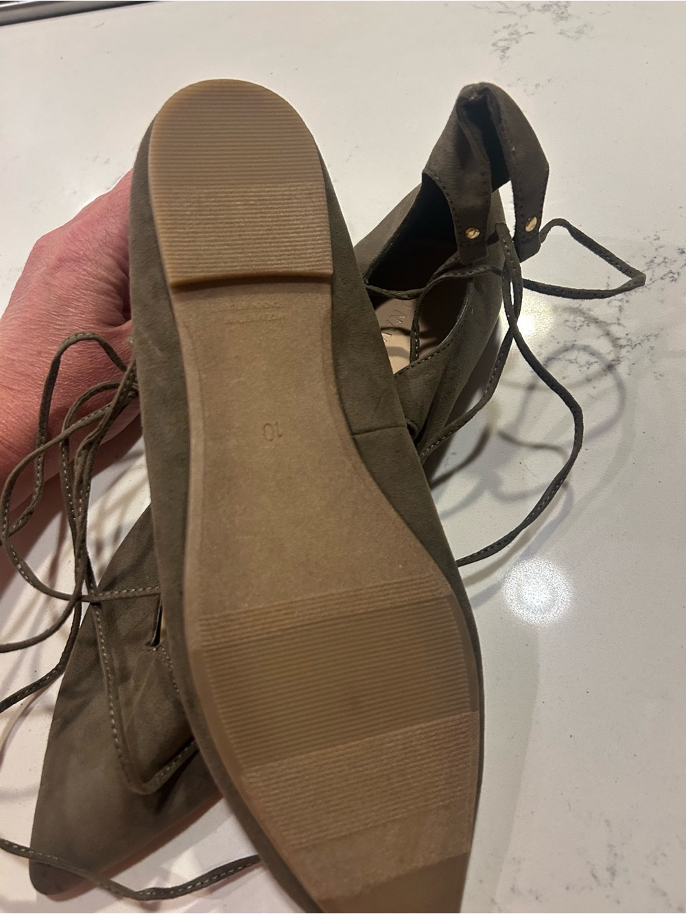 Old Navy Olive Lace-Up Pointed Flats - Picture 2 of 3
